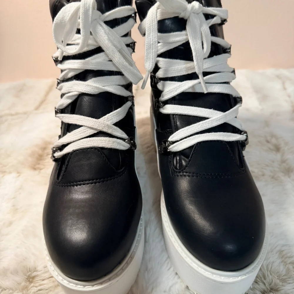 Cape Robbin Black Hightop Sneakers With White Chunky Platform & A Side Zipper